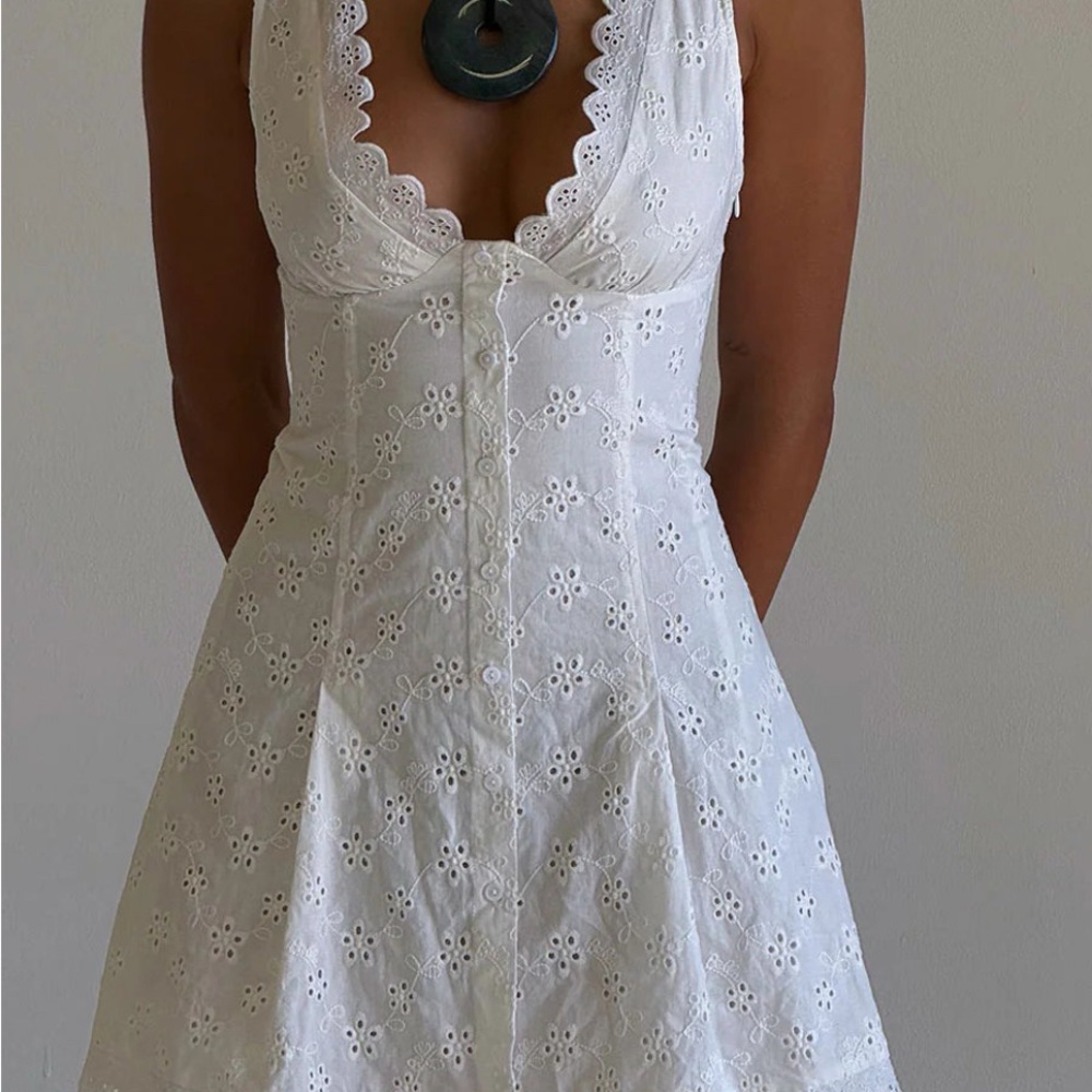 Frankie's Bikinis White Eyelet Lace Dress